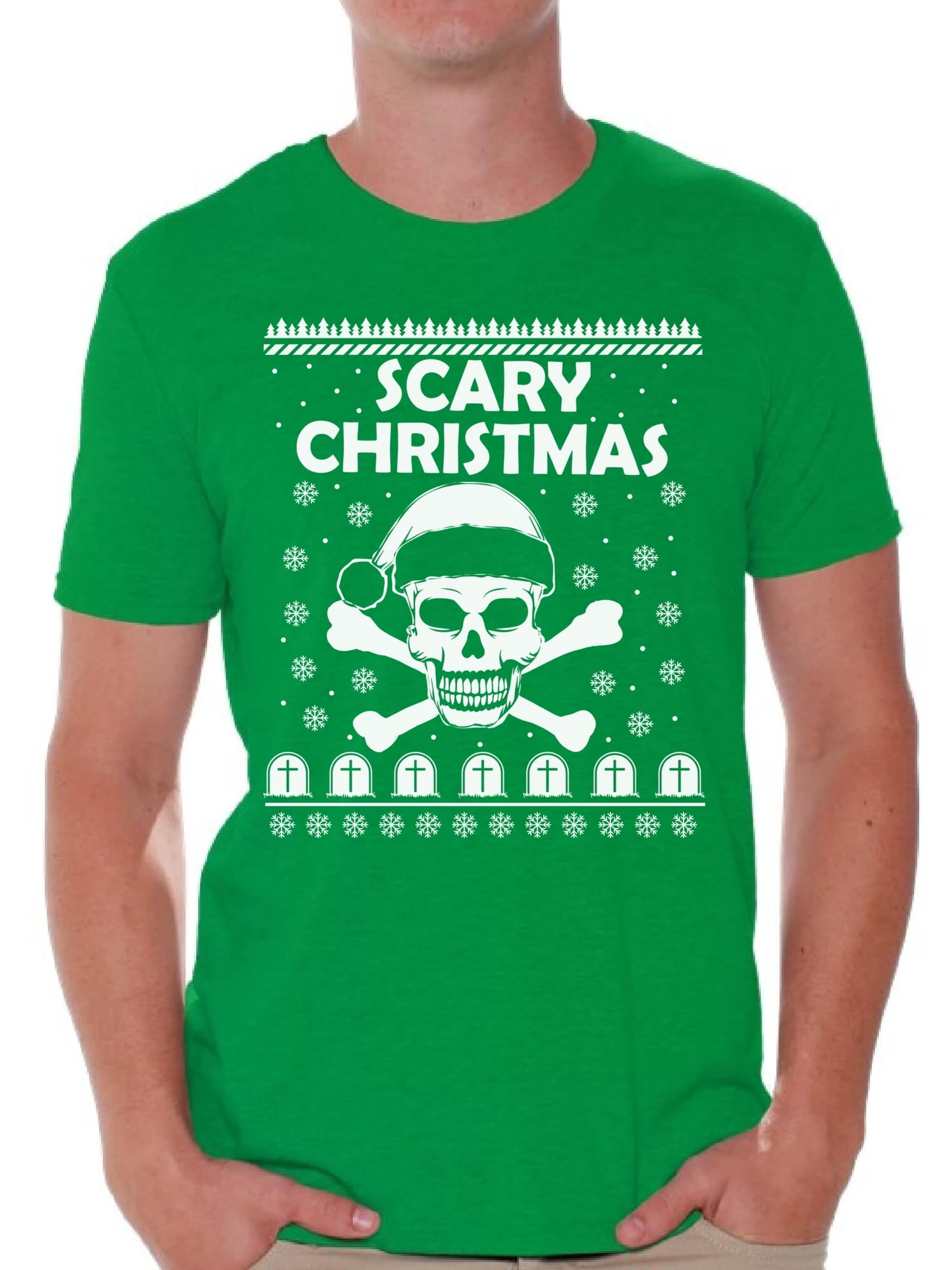 Awkward Styles Scary Christmas Shirt Santa Skull Men's Holiday Tee for ...