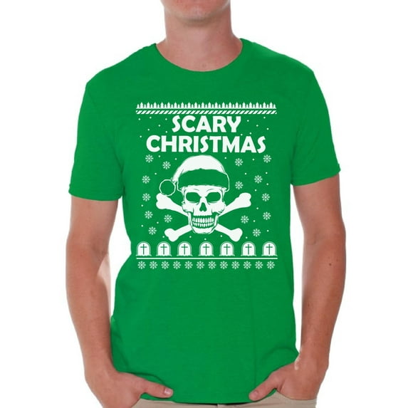 Awkward Styles Scary Christmas Shirt Santa Skull Men's Holiday Tee for Christmas Scary Christmas Skull Shirt Christmas T-shirt for Men Xmas Party Outfit Skull Christmas Holiday Top