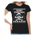thumbnail image 1 of Awkward Styles Scary Christmas Shirt Christmas T Shirts for Women Santa Skull Shirt Scary Christmas Women's Holiday Top Skull Shirt Xmas Gifts for Her Christmas Holiday Party Outfit, 1 of 4