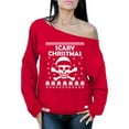 thumbnail image 1 of Awkward Styles Scary Christmas Off the Shoulder Sweatshirt Slouchy Sweater Skull Santa Sweater Scary Christmas Off the Shoulder Top Oversized Sweatshirt Women's Scary Christmas Sweater Gift for Her, 1 of 4