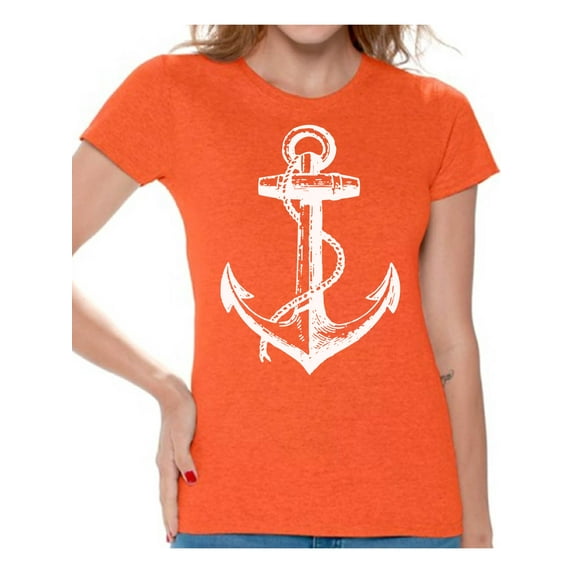 Awkward Styles Sea Tshirt for Ladies Ocean Lovers Gifts Marine Themed Party Cute Gifts for Sailor Anchor Clothes for Her Marine Clothing Collection Captain T Shirt for Ladies Anchor Shirt for Women