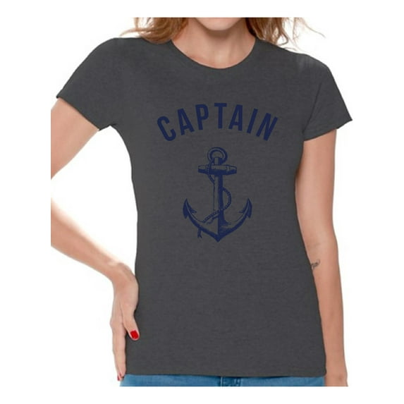 Awkward Styles Sea Tshirt for Ladies Ocean Lovers Gifts Marine Themed Party Cute Gifts for Sailor Captain Clothes for Mom Marine Clothing Collection Captain T Shirt for Ladies Captain Shirt for Women