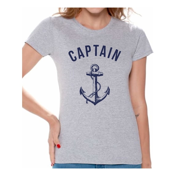 Awkward Styles Sea Tshirt for Ladies Ocean Lovers Gifts Marine Themed Party Cute Gifts for Sailor Captain Clothes for Mom Marine Clothing Collection Captain T Shirt for Ladies Captain Shirt for Women