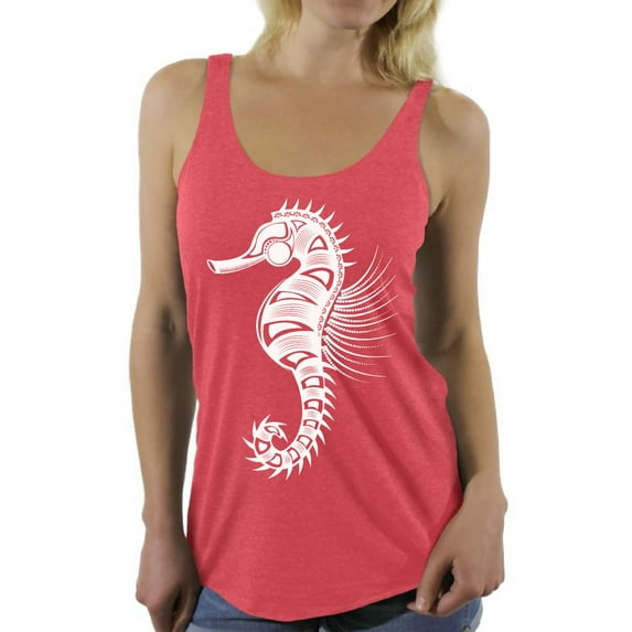 Awkward Styles Seahorse Tanks for Women Racerback Tank Top for Ladies Women Fashion Collection Tracery Tshirt for Mom Indian Pattern T-Shirt for Her Gifts for Wife Seahorse Shirts Racerback T-Shirt