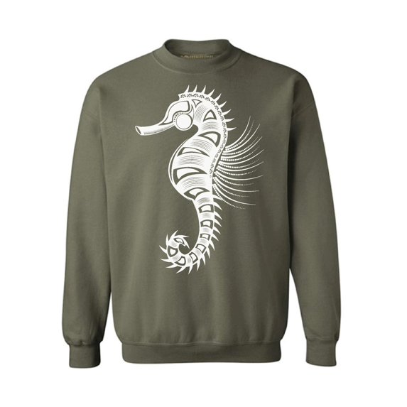 Awkward Styles Seahorse Unisex Crewneck Sweater for Men Patterned Crewneck for Women Seahorse Top Tracery Sweater Indian Pattern Crewneck for Her Seahorse Crewnecks Marine Sweatshirt Sea Crewneck