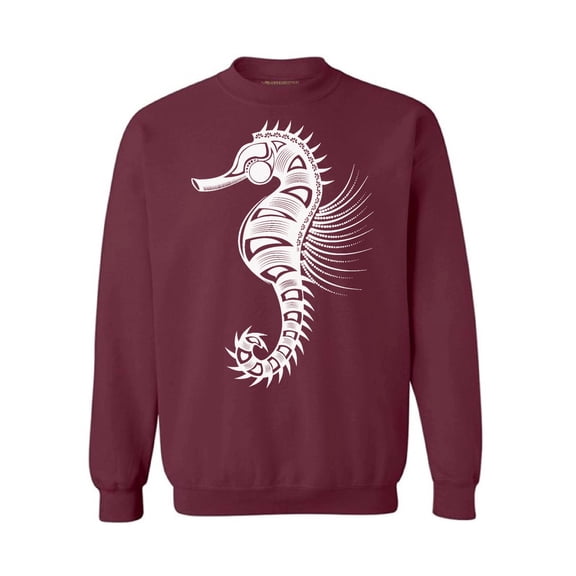 Awkward Styles Seahorse Unisex Crewneck Sweater for Men Patterned Crewneck for Women Seahorse Top Tracery Sweater Indian Pattern Crewneck for Her Seahorse Crewnecks Marine Sweatshirt Sea Crewneck