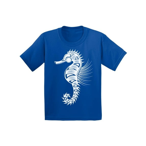 Awkward Styles Seahorse Youth T Shirt Patterned Shirts for Kids Tracery Tshirt for Children Indian Pattern T-Shirt for Girls Gifts for Kids Seahorse Shirts for Boys Marine Unisex T-Shirt for Kids