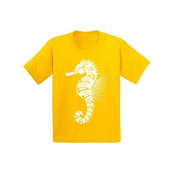 Awkward Styles Seahorse Youth T Shirt Patterned Shirts for Kids Tracery Tshirt for Children Indian Pattern T-Shirt for Girls Gifts for Kids Seahorse Shirts for Boys Marine Unisex T-Shirt for Kids