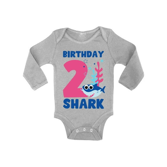 Awkward Styles Second Birthday Bodysuit B-day Shark Baby Romper Shark Birthday