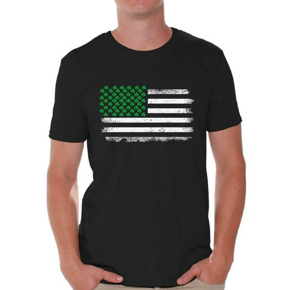 Awkward Styles Shamrock Irish. U.S.A. Flag Shirt Shamrock Green Tshirts for Men St. Patrick's Day T-Shirts for Men Irish American Pride St. Patrick's Day Party Shirts Irish Clover Gifts for Men
