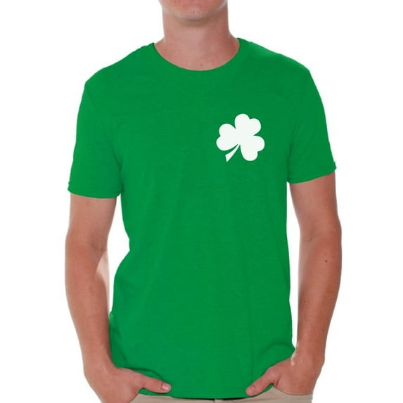 Awkward Styles Shamrock Pocket Size Shirt Shamrock Green T-Shirt for Men Men's St. Patrick's Day Shirts Lucky Charm Gifts Proud Irish American Men Green Outfits for St. Paddy's Day Irish Clover Gifts