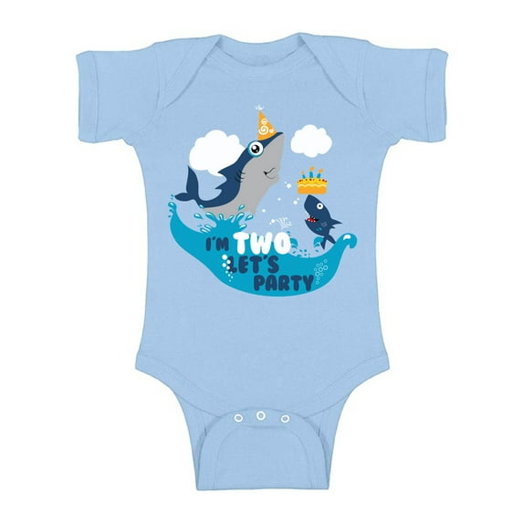 Awkward Styles Shark Birthday Bodysuit Short Sleeve for Newborn Birthday Gifts for 2 Year Old Cute One Piece Shark Outfit 2nd Birthday Bodysuit for Baby Boys and Baby Girls