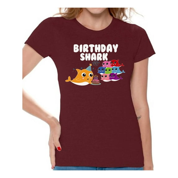 Awkward Styles Shark Ladies T Shirt Shark Women's Shirt Shark Themed Party Shark Gifts Tshirt for Mom Shark Birthday Party Kids B-Day Outfit Kids Party Outfit for Grandma Lovely Shark Shirt for Wife