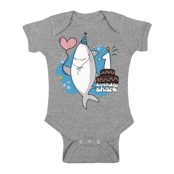 Awkward Styles Shark One Piece Top Shark Gifts for Babies Shark Top I am One Romper Baby Bodysuit Short Sleeve Shark Romper First Birthday Party Shark Themed Party Gifts for One Year Old Kids