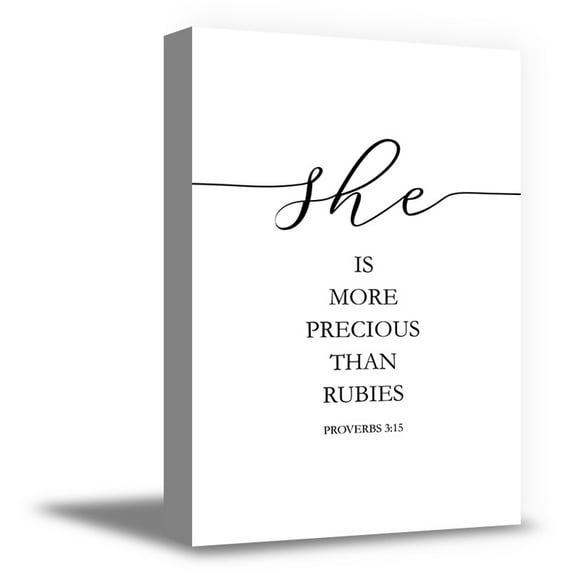Awkward Styles She is More Precious than Rubies Framed Canvas Bible Verse Scripture Wall Art Decals Bible Quotes Canvas Decor Holy Bible Ready to Hang Bible Verse Wall Decals Christian Home Decor