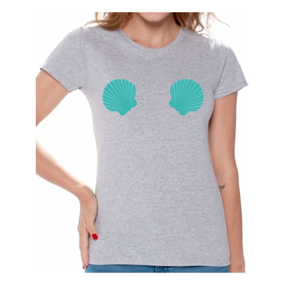 Awkward Styles Shell Clothes for Ladies Summer Vibes Womens T-Shirt Beach Tshirt for Women Summer Vibes Gifts for Girlfriend Beach Shirts Summer Clothing Collection for Women Shell T Shirt for Her