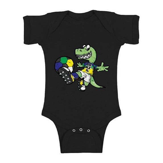 Awkward Styles Short Sleeve Dinosaur Football Baby Bodysuit Brazil Baby Bodysuit