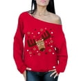 thumbnail image 1 of Awkward Styles Off Shoulder Christmas Deer Sweatshirt Funny Xmas Sweaters for Women Reindeer Christmas Sweater Oversized Christmas Gifts for Her Holiday Outfit Christmas Party Baggy Sweatshirt, 1 of 4