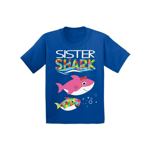 Awkward Styles Sister Shark Toddler T-Shirt Best Sis Shark Tee Family Matching Outfit Autism Awareness Gifts Kids Shirts Autism Shirts for Girls