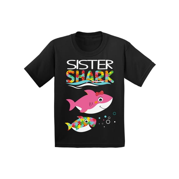 Awkward Styles Sister Shark Toddler T-Shirt Best Sis Shark Tee Family Matching Outfit Autism Awareness Gifts Kids Shirts Autism Shirts for Girls