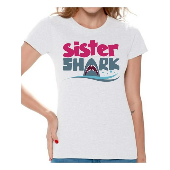 Awkward Styles Sister Shark Tshirt for Women Shark Outfit Family Shirts Matching Family Shark Shirts Funny Outfit for Family Shark Gifts for Her Shark Themed Party Outfit Family Vacation Shirts
