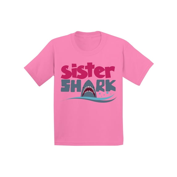 Awkward Styles Sister Shark Youth Shirt Shark Family Shirts for Kids Matching Shark Tshirts for Family Shark Themed Party Outfit for Girls Cute Shark Tshirt for Girls Matching Family Shark Shirts