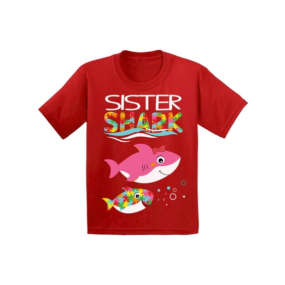 Awkward Styles Sister Shark Youth T-Shirt Best Sis Shark Tee Family Matching Outfit Autism Awareness Gifts Kids Shirts Autism Shirts for Girls