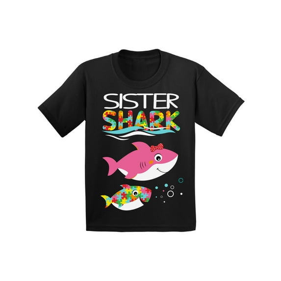 Awkward Styles Sister Shark Youth T-Shirt Best Sis Shark Tee Family Matching Outfit Autism Awareness Gifts Kids Shirts Autism Shirts for Girls