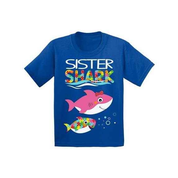 Awkward Styles Sister Shark Youth T-Shirt Best Sis Shark Tee Family Matching Outfit Autism Awareness Gifts Kids Shirts Autism Shirts for Girls