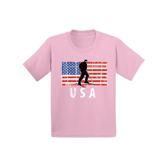 Awkward Styles Ski USA Toddler Shirt Ski Gifts American Flag T shirts for Boys USA Pride American Flag T shirts for Girls Made in the USA Vintage USA Kids Tshirt USA Patriotic Gifts