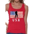 thumbnail image 1 of Awkward Styles Ski USA Women Tank Top USA Pride Patriotic Women Shirt Stripes and Stars Love USA American Flag Tank for Women Red White and Blue Vintage USA Women Top Proud American, 1 of 4