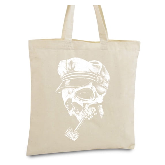 Awkward Styles Skull with Captain Hat and Pipe Tote Bag Captain Skull Canvas Tote Bag Day of the Dead Gifts Dia de los Muertos Shopping Bag Sugar Skull Reusable Grocery Bag Sugar Skull Gifts