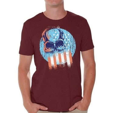 Awkward Styles Skull T-Shirt American Flag Shirts for Men