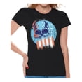 thumbnail image 1 of Awkward Styles Skull T-Shirt American Flag Shirts for Women, 1 of 4