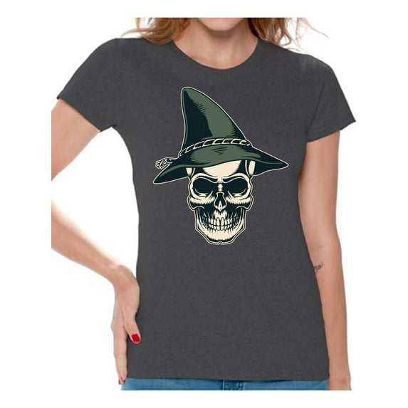 Awkward Styles Skull T-Shirt Witch's Hat Shirts for Women