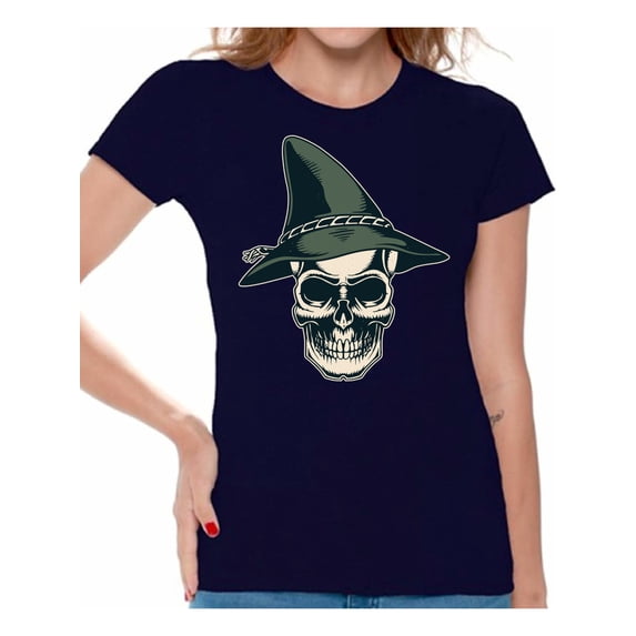 Awkward Styles Skull T-Shirt Witch's Hat Shirts for Women