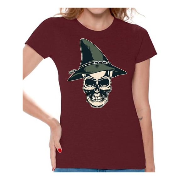 Awkward Styles Skull T-Shirt Witch's Hat Shirts for Women