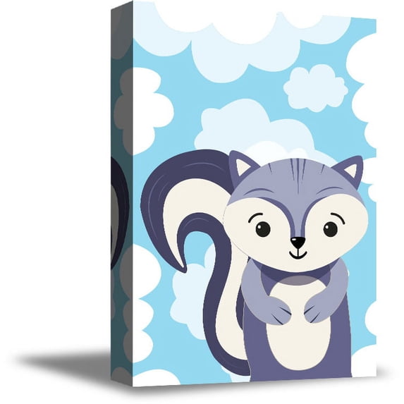 Awkward Styles Skunk in Clouds Framed Canvas Artwork Cute Skunk Baby Room Wall Art Skunk Poster Decor Skunk Digital Print Kids Birthday Gifts Ideas Skunk Canvas Illustration Skunk Nursery Baby Room