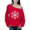 thumbnail image 1 of Awkward Styles Snowflake Christmas Sweatshirt Off the Shoulder Sweater Snowflake Off the Shoulder Top Oversized Sweatshirt Christmas Snowflakes Sweatshirt for Women White Christmas Snowflake Sweater, 1 of 4