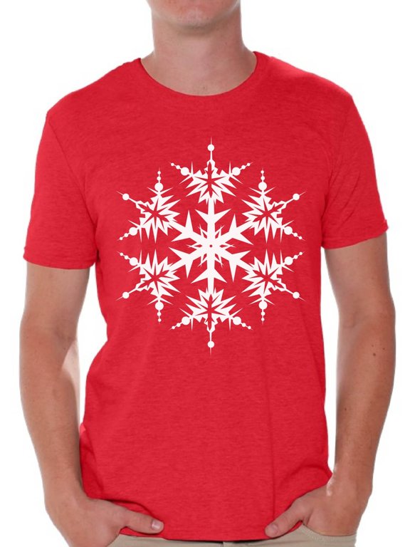 Snowflake Shirt Christmas Tshirts for Men Snowflake Men's Holiday Tee for Christmas White Christmas Snowflake T-shirt Xmas Party Men's Holiday Top Snowflake Christmas Gift Idea