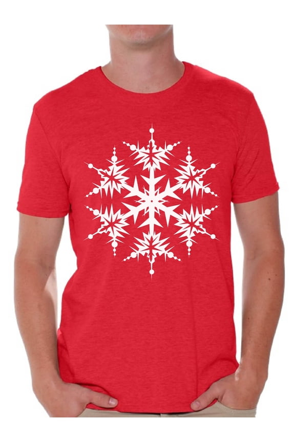 Snowflake Shirt Christmas Tshirts for Men Snowflake Men's Holiday Tee for Christmas White Christmas Snowflake T-shirt Xmas Party Men's Holiday Top Snowflake Christmas Gift Idea