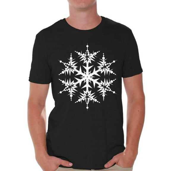 Awkward Styles Snowflake Shirt Christmas Tshirts for Men Snowflake Men's Holiday Tee for Christmas White Christmas Snowflake T-shirt Xmas Party Men's Holiday Top Snowflake Christmas Gift Idea