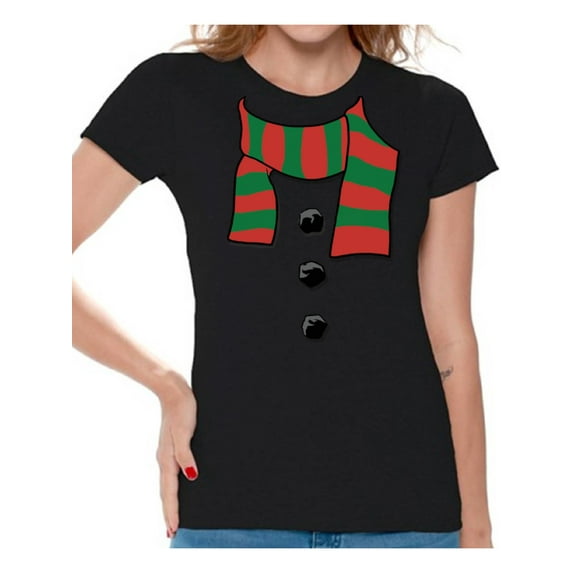 Awkward Styles Snowman Scarf Christmas Shirts for Women Christmas T-shirt Snowman Scarf Christmas Women's Holiday Top Xmas Gifts Winter Funny Tacky Party Holiday Xmas Shirt