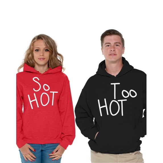 Awkward Styles So Hot Too Hot Matching Couple Hoodies Valentine's Day Gift Ideas Boyfriend and Girlfriend Funny Matching Husband Wife Sweatshirts His and Hers Couple Hoodies Couple Anniversary Gifts