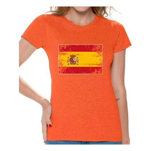 Awkward Styles Spain Flag Shirt for Women Spanish Soccer 2018 Tshirt Gifts from Spain Flag of Spain Spanish Women Spain Shirts for Women Spain 2018 Tshirt Spanish Gifts for Her Spanish Flag Shirt