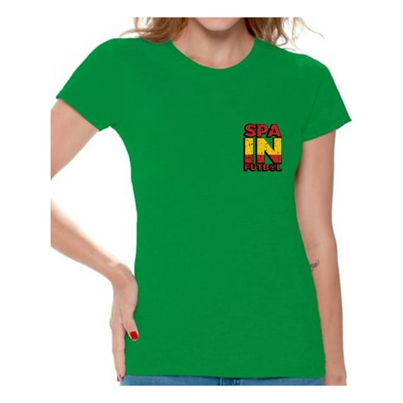 Awkward Styles Spain Futbol Shirt for Women Spanish Soccer Tshirt Spain Shirts for Women Spain 2018 Tshirt Spanish Soccer 2018 Spain Gifts Gifts from Spain Spanish Flag Tshirt