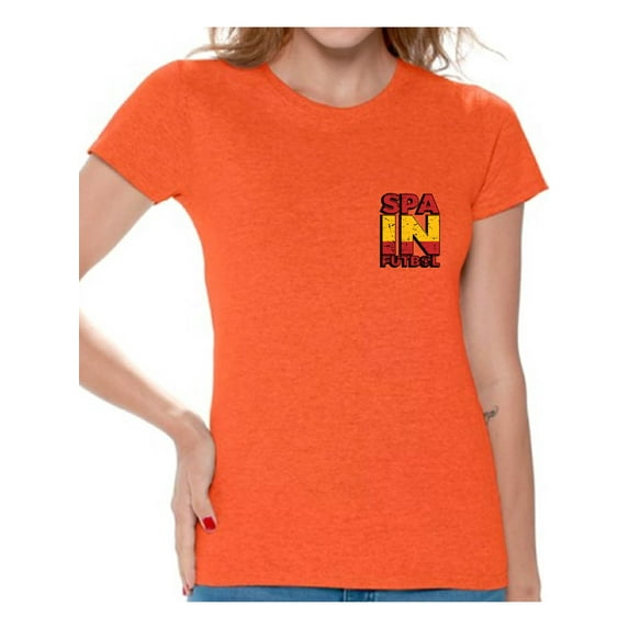Awkward Styles Spain Futbol Shirt for Women Spanish Soccer Tshirt Spain Shirts for Women Spain 2018 Tshirt Spanish Soccer 2018 Spain Gifts Gifts from Spain Spanish Flag Tshirt