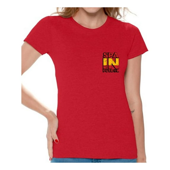 Awkward Styles Spain Futbol Shirt for Women Spanish Soccer Tshirt Spain Shirts for Women Spain 2018 Tshirt Spanish Soccer 2018 Spain Gifts Gifts from Spain Spanish Flag Tshirt