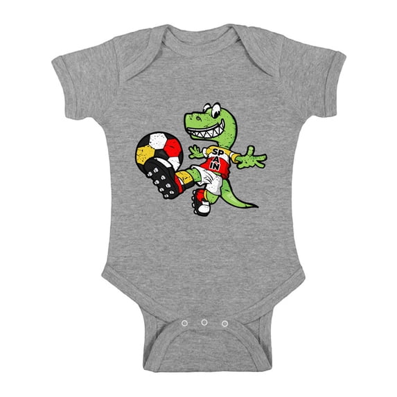 Awkward Styles Spain Soccer Short Sleeve Baby Bodysuit Dinosaur Baby Bodysuit