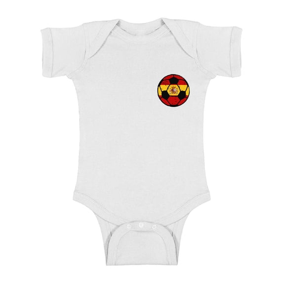 Awkward Styles Spain Soccer Short Sleeve Baby Bodysuit Spain One Piece Top for Baby Spanish Baby Bodysuit Spain Flag Bodysuit for Baby Boy Spain Soccer Ball One Piece for Baby Girl Spanish Babies